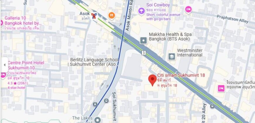 Condo for Rent in Prime CBD Location –3 bedrooms, Sukhumvit 18 Bangkok